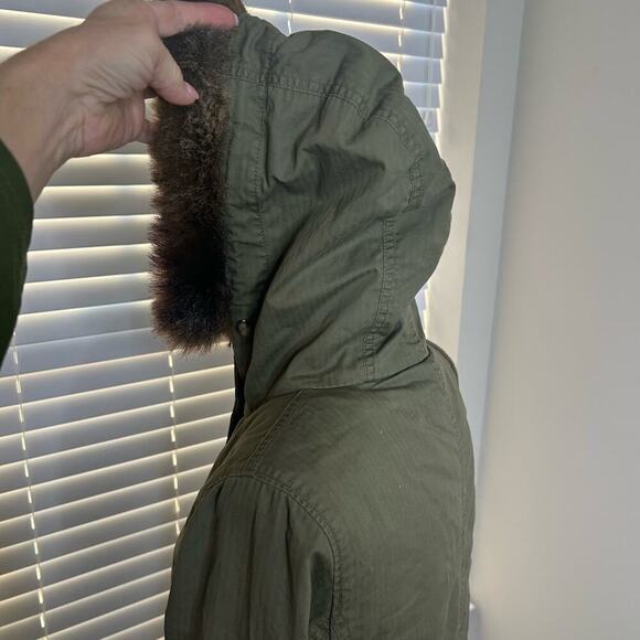J.Crew Size XS Army Green Parka Fleece Lined Coat Cold - Picture 10 of 11